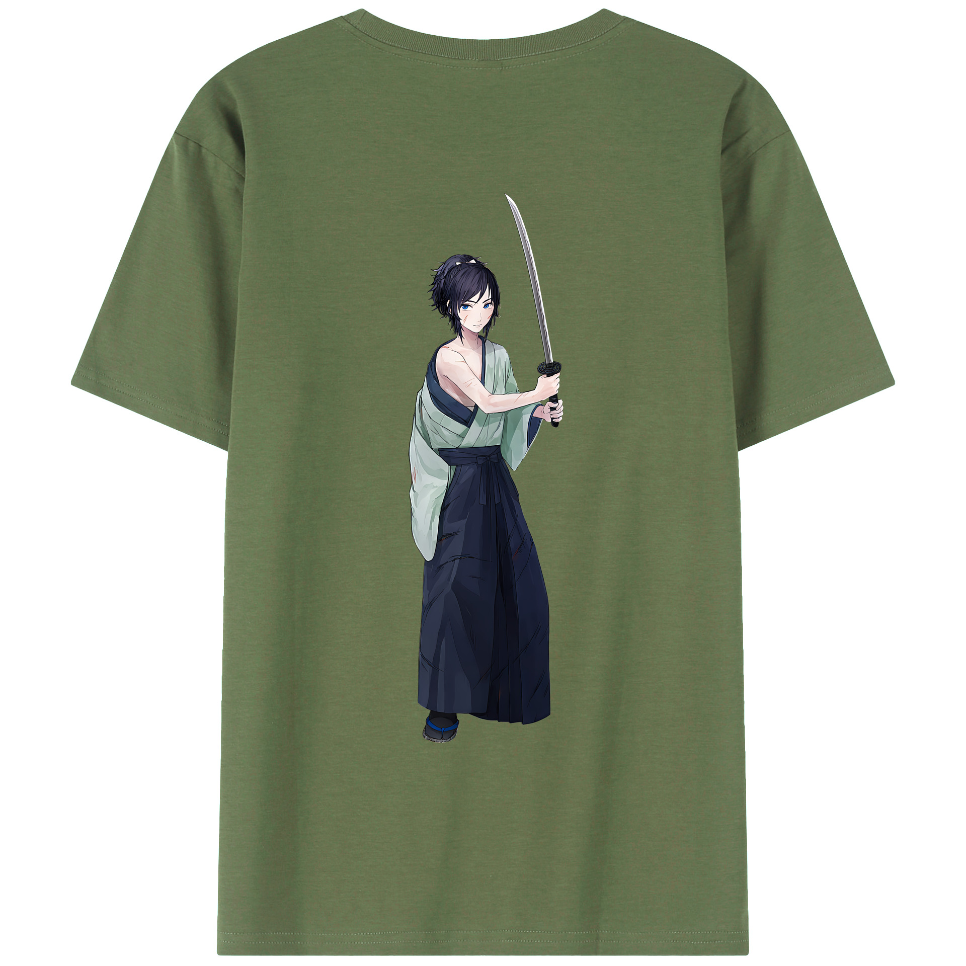 （画像用） 刀剣乱舞 Touken Ranbu 綿100％ メンズ半袖Tシャツ（バックプリント） 通気性